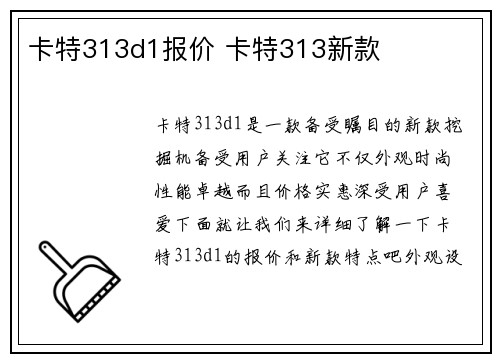 卡特313d1报价 卡特313新款