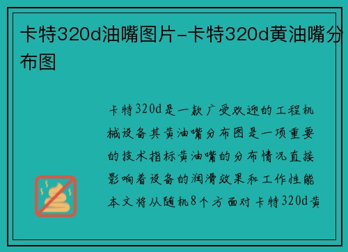 卡特320d油嘴图片-卡特320d黄油嘴分布图